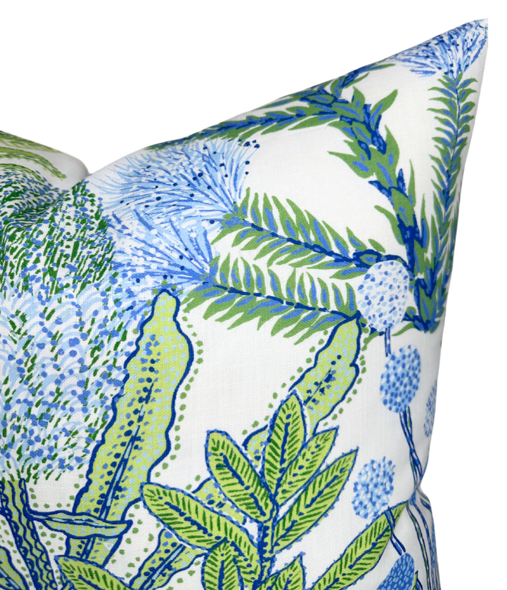 Protea Performance Pillow Cover in Blue + Green, Thibaut Pillows