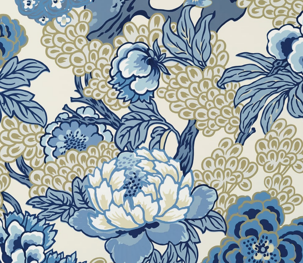 Honshu Pillow Cover in Blue and Beige, Thibaut Pillows