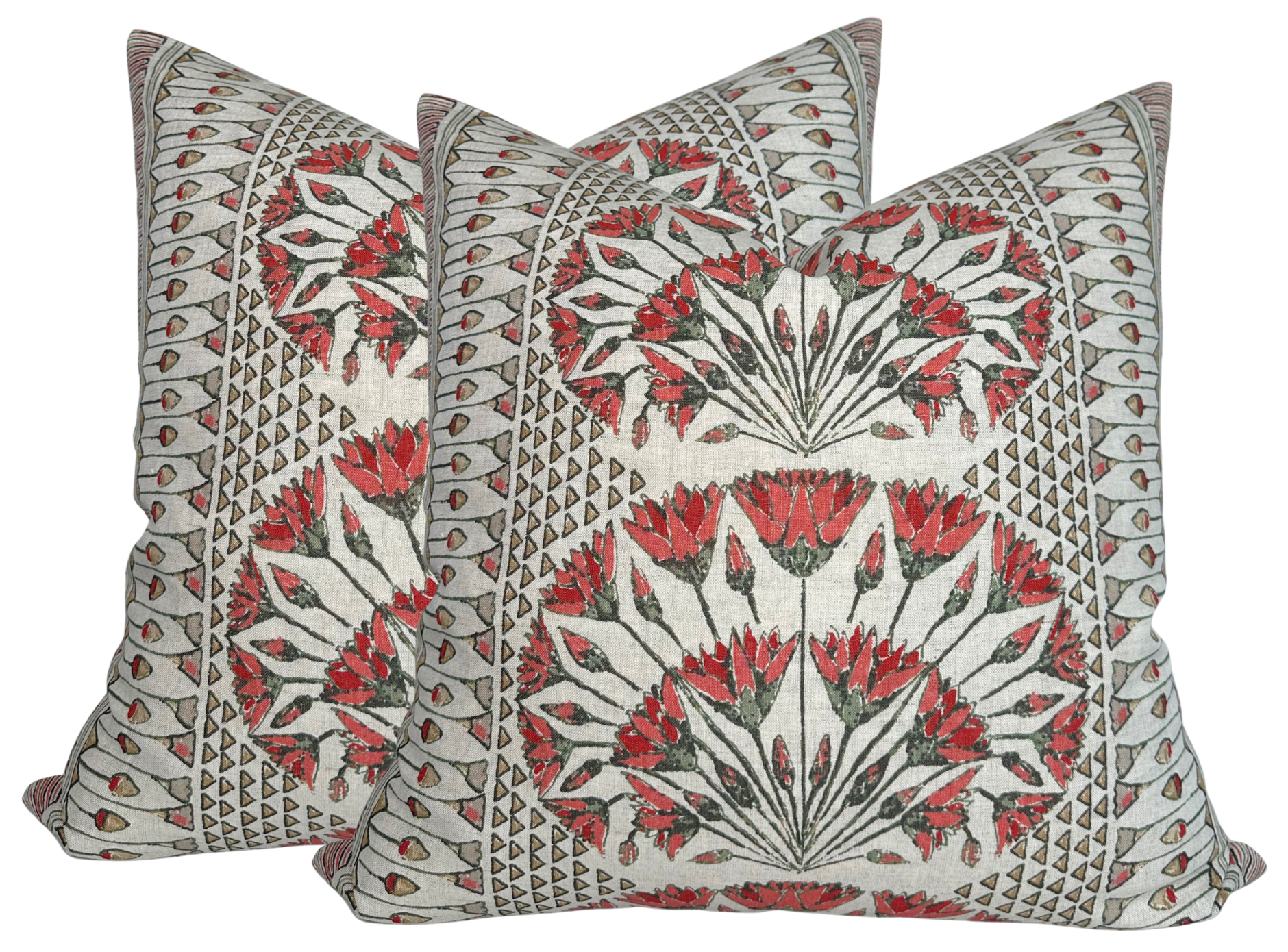 Cairo Pillow Cover in Coral, Thibaut Pillows