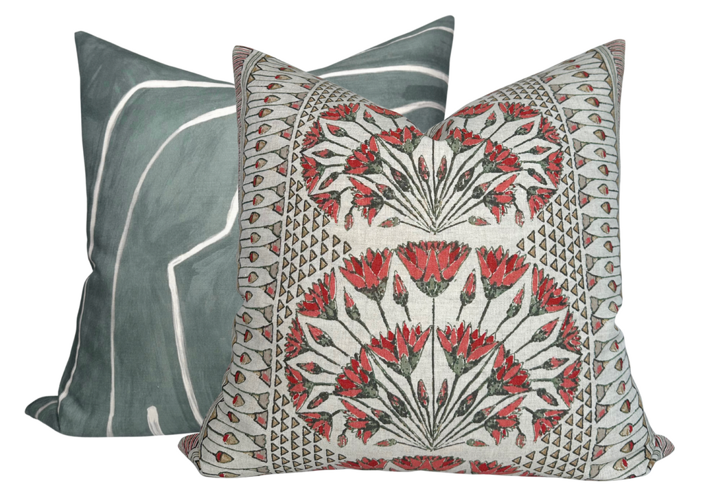 Cairo Pillow Cover in Coral, Thibaut Pillows