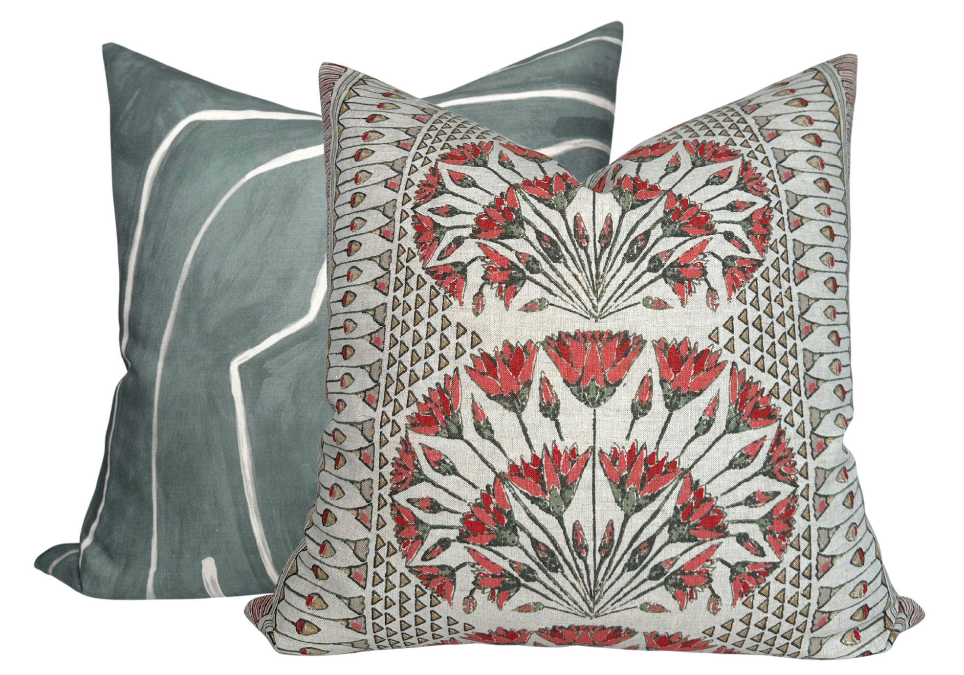 Cairo Pillow Cover in Coral, Thibaut Pillows