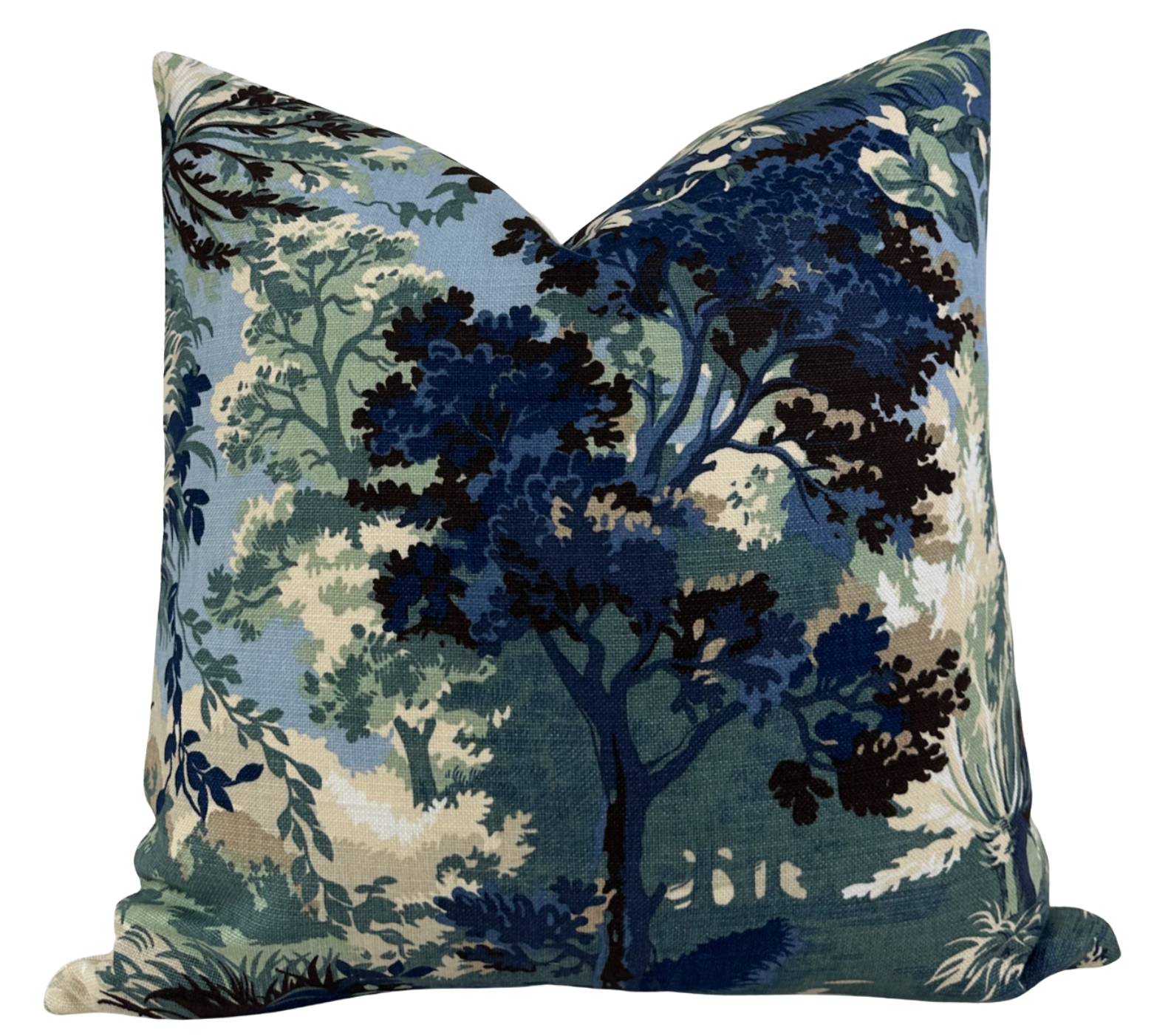 Lincoln Toile Pillow Cover in Navy and Green, Thibaut Pillows