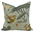 Lotus Garden Pillow Cover in Aqua, Schumacher Textiles