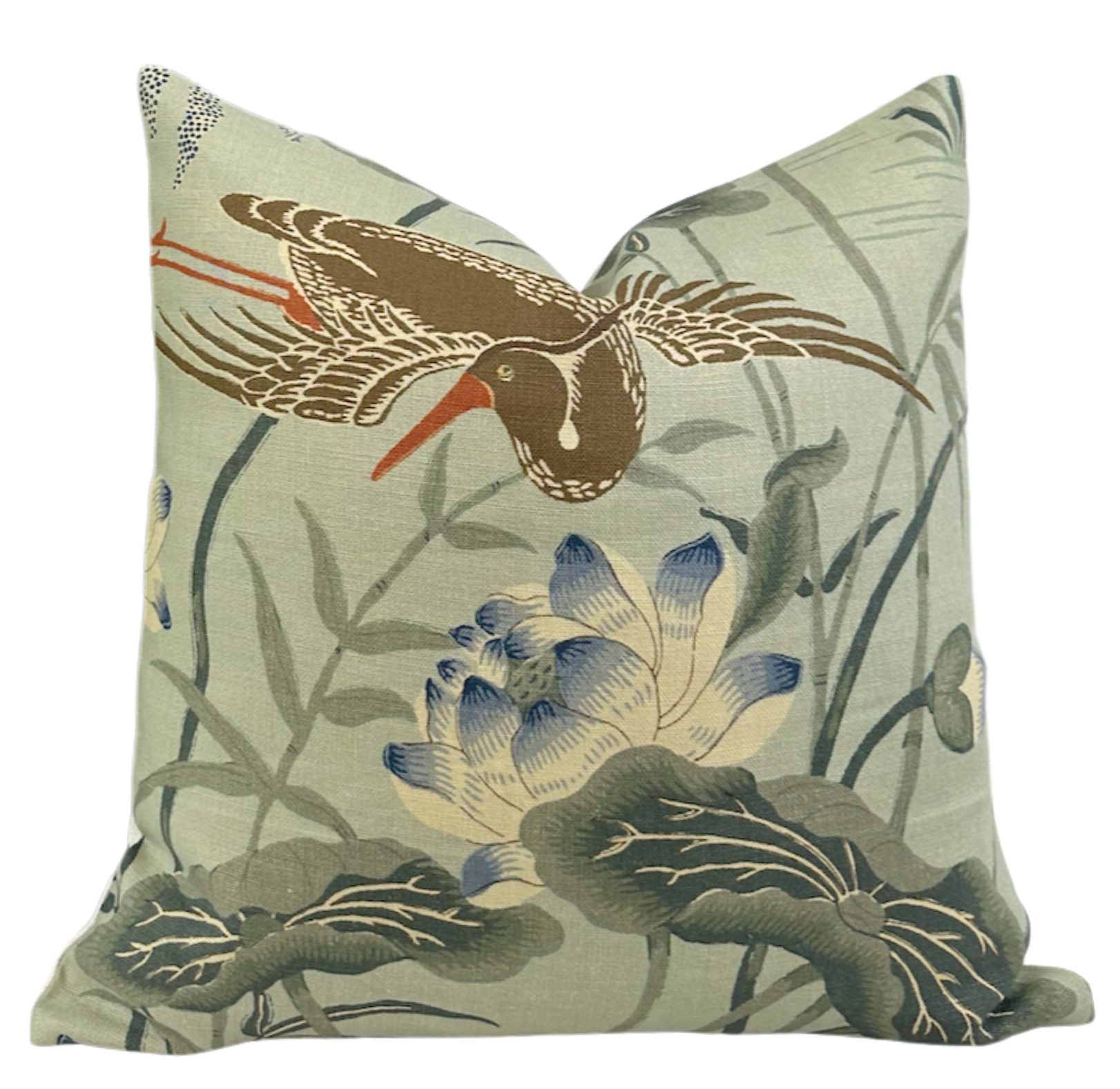 Lotus Garden Pillow Cover in Aqua, Schumacher Textiles