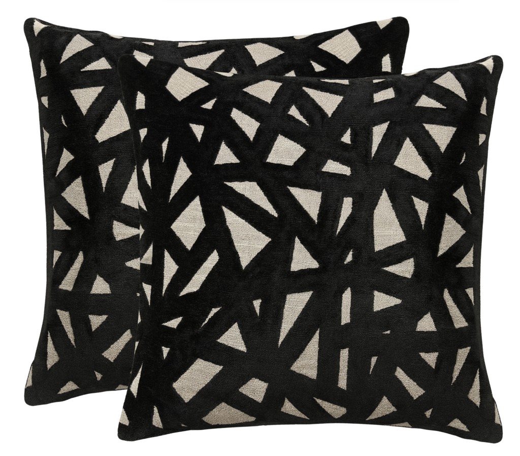 Abstract Velvet Pillow Cover in Black, Kravet Woven Textiles
