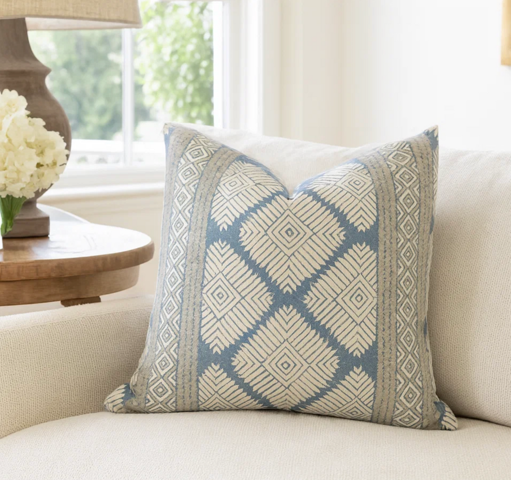 Austin Pillow Cover in Blue, Thibaut Pillows