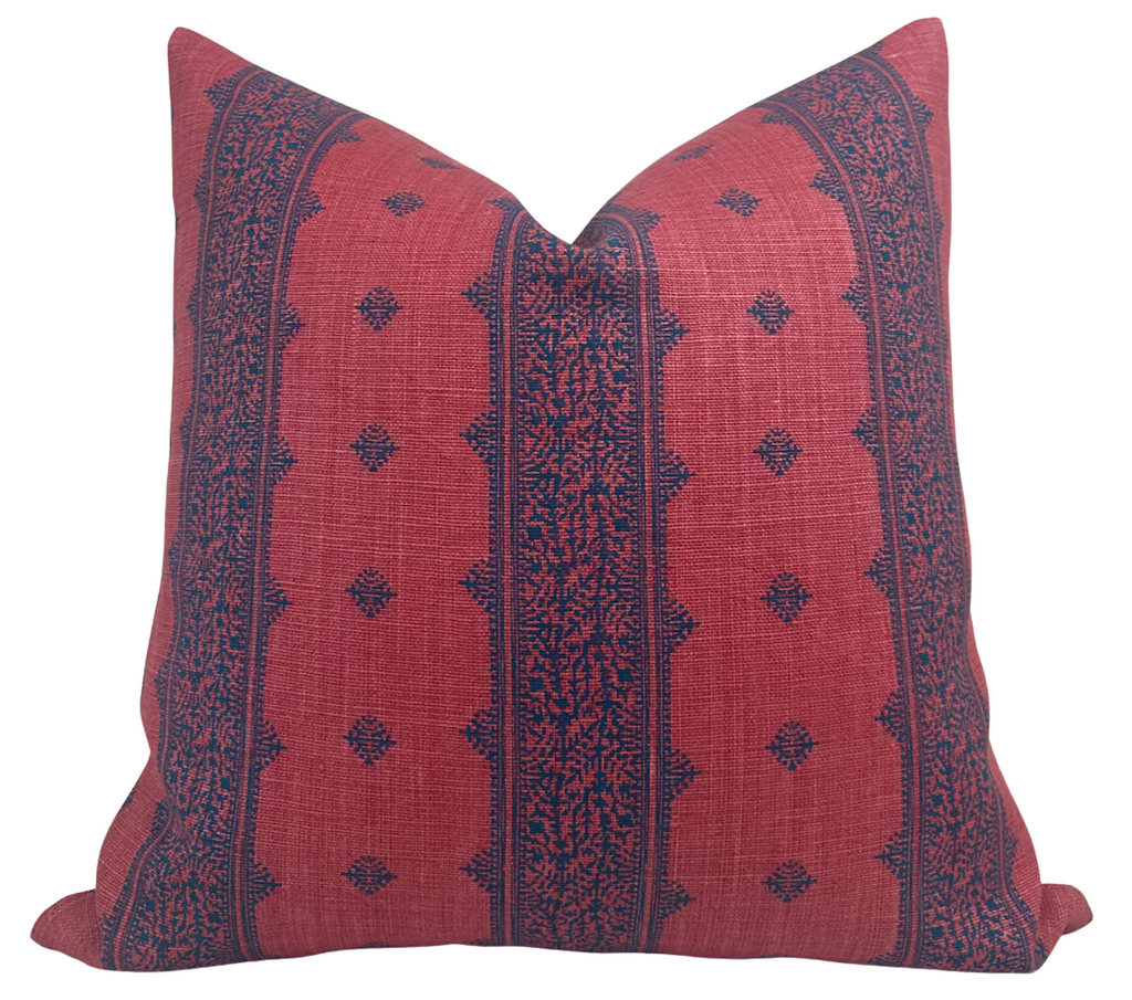 Fez Pillow Cover in Raspberry and Indigo, Peter Dunham Textiles