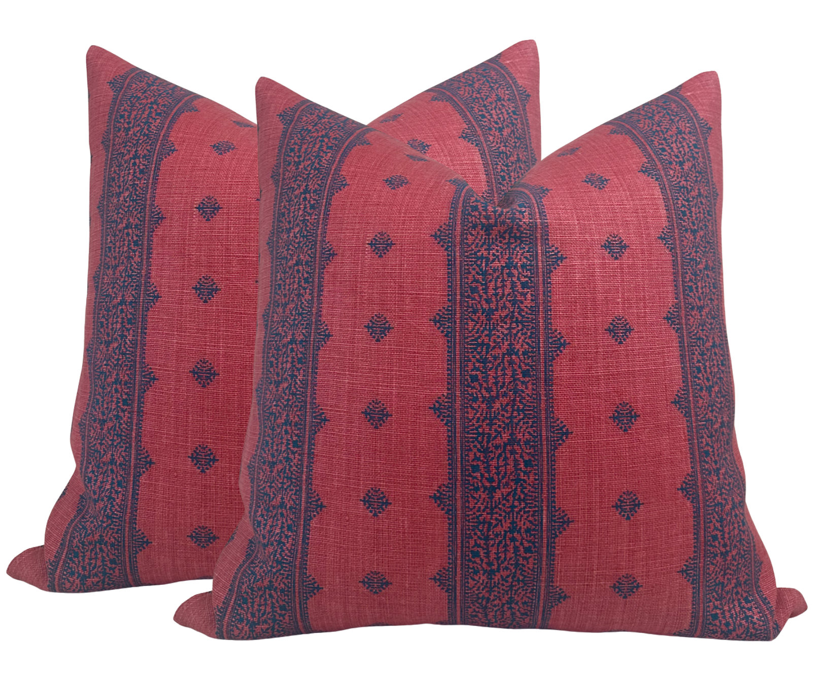 Fez Pillow Cover in Raspberry and Indigo, Peter Dunham Textiles