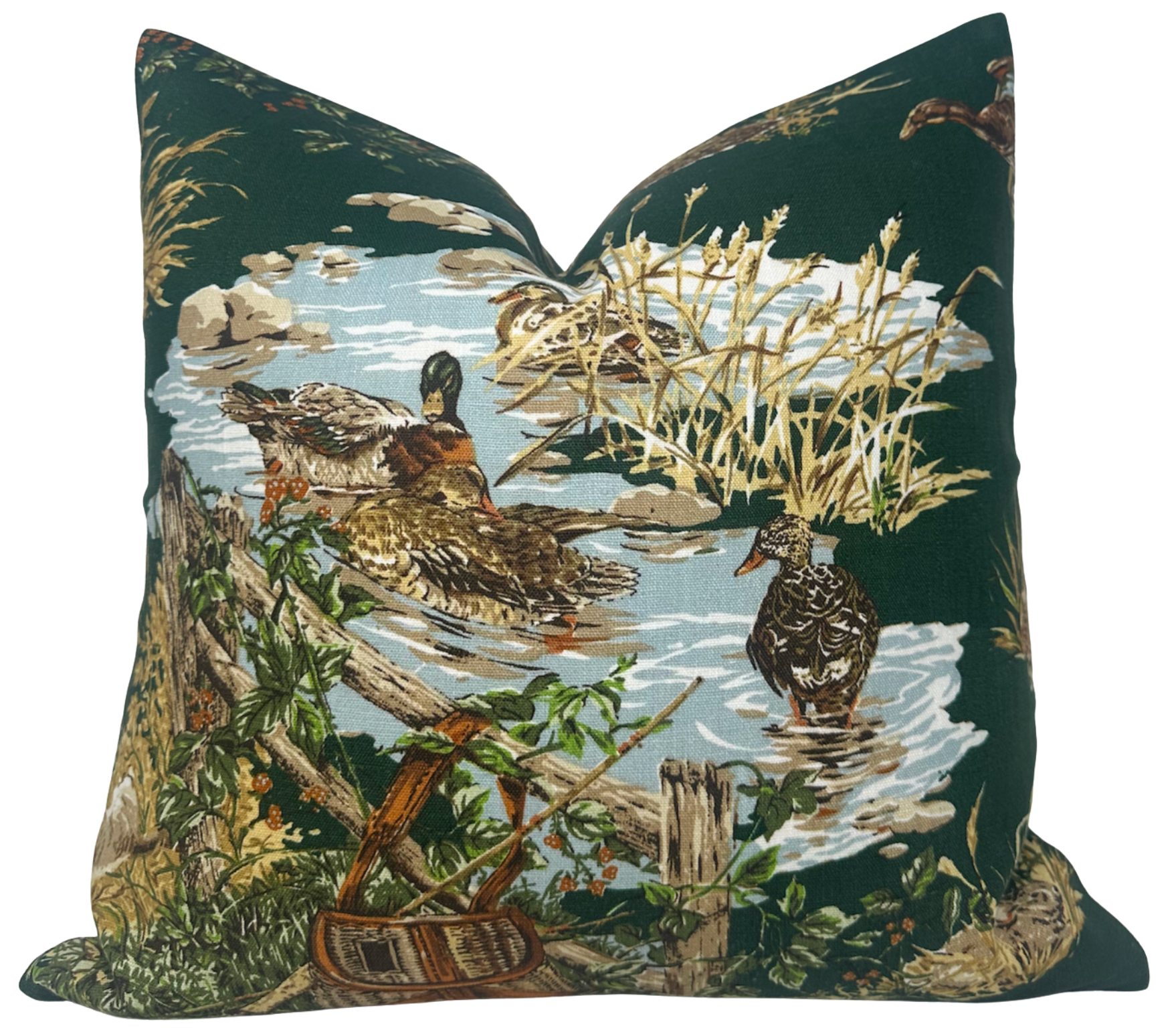 Dog and Duck Pillow Cover in Verdant, Schumacher Textiles