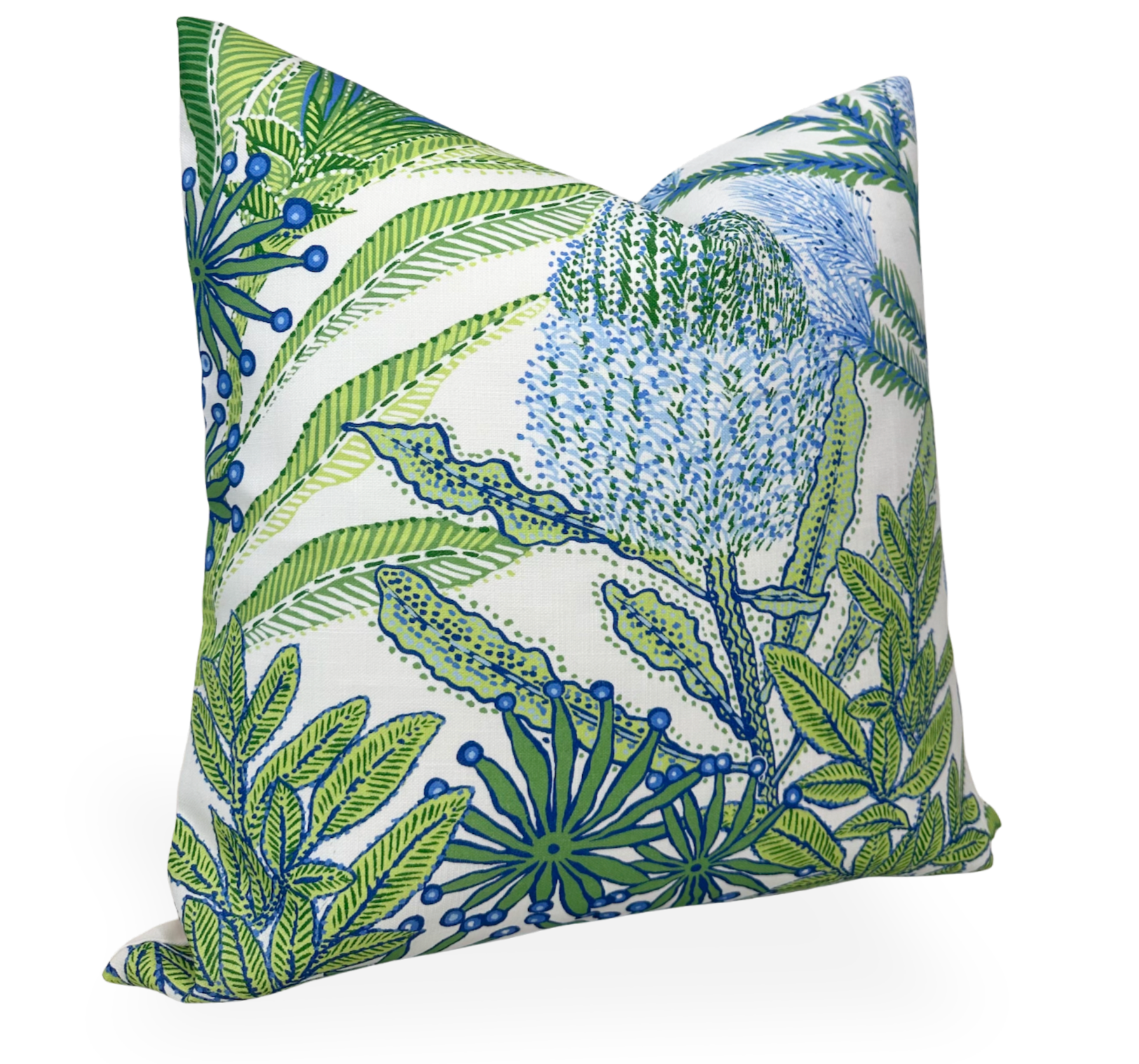 Protea Performance Pillow Cover in Blue + Green, Thibaut Pillows
