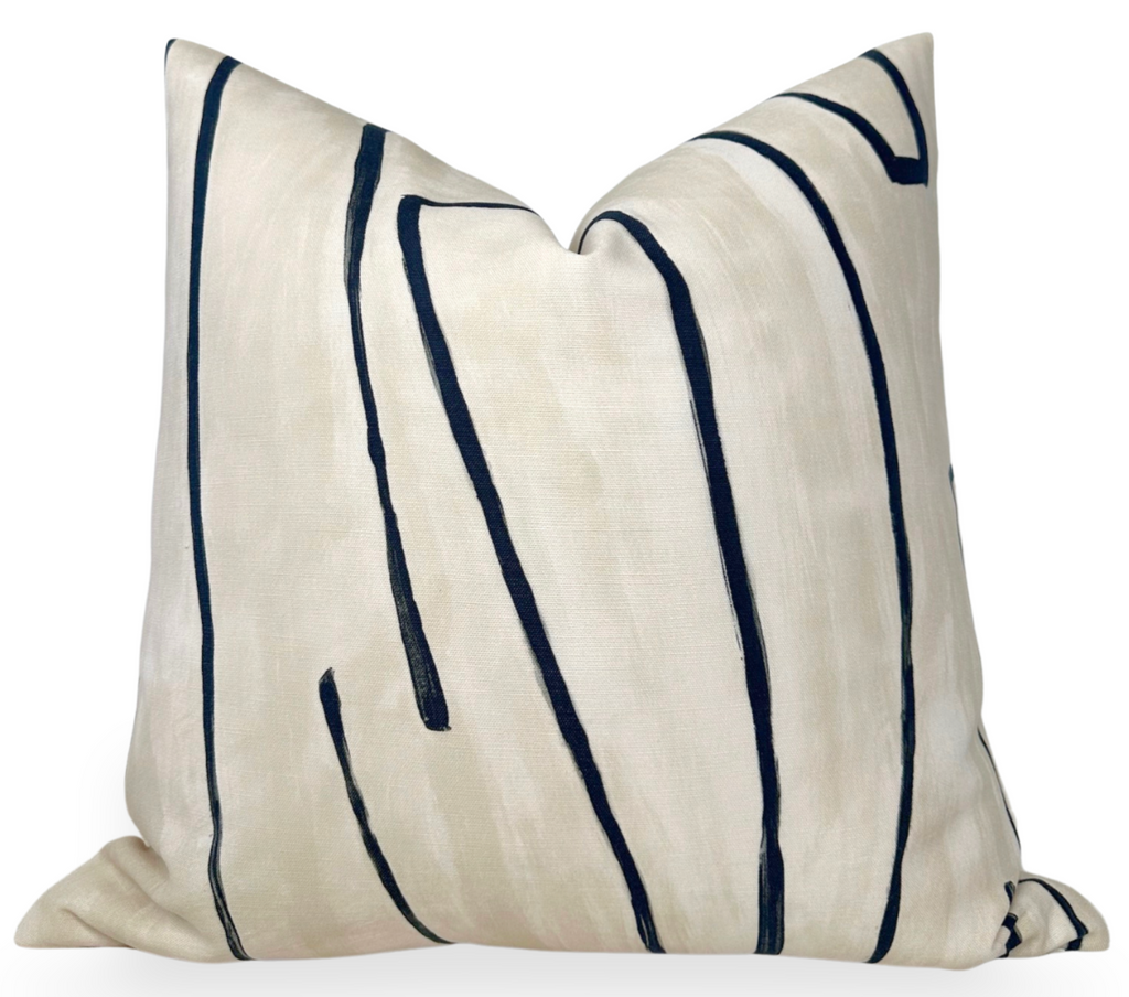 Graffito Pillow Cover in Ivory Linen Onyx, Kelly Wearstler Textiles