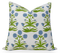 Mughal Pillow Cover in Sky Blue and Pistachio, Schumacher Textiles