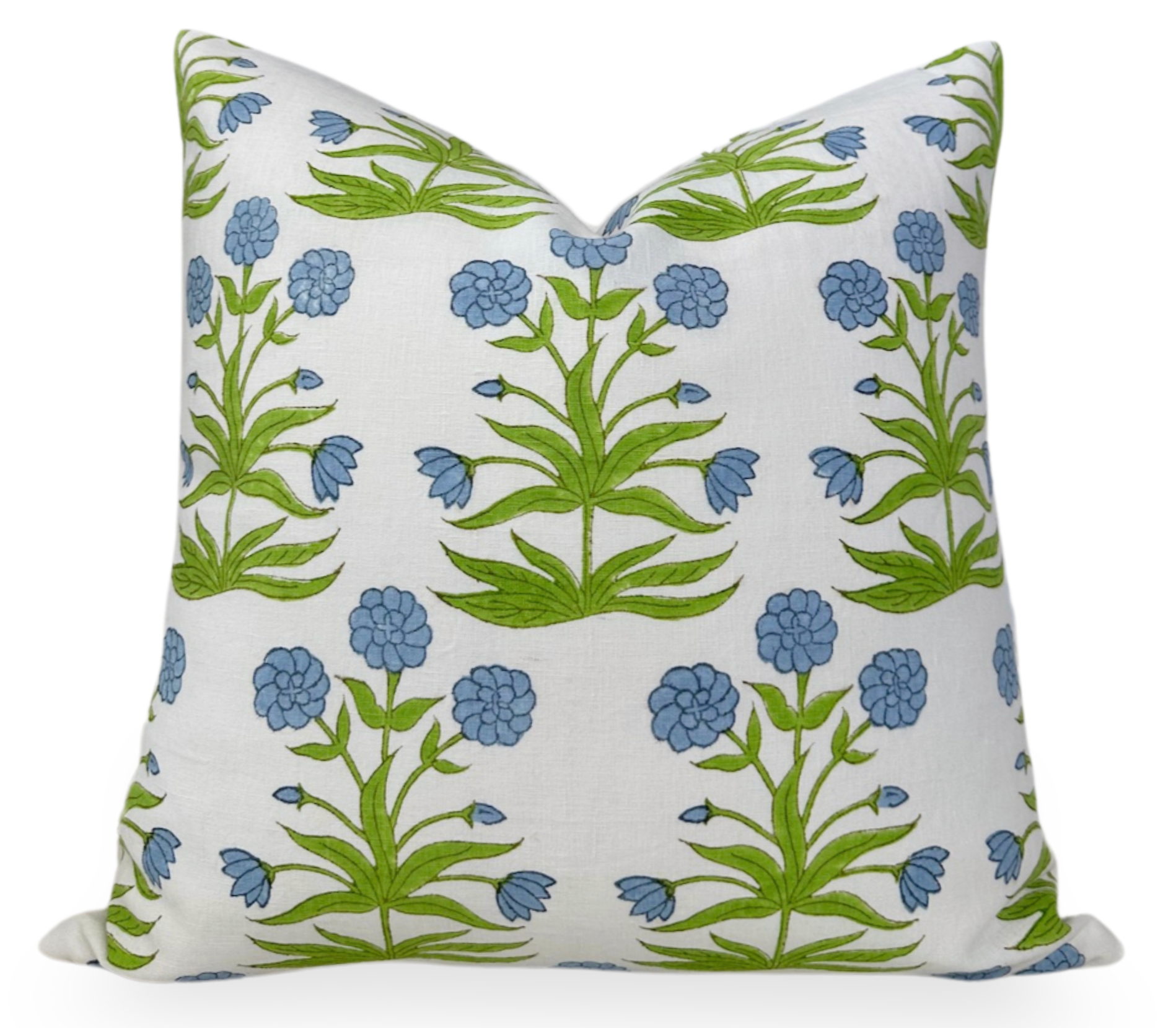 Mughal Pillow Cover in Sky Blue and Pistachio, Schumacher Textiles