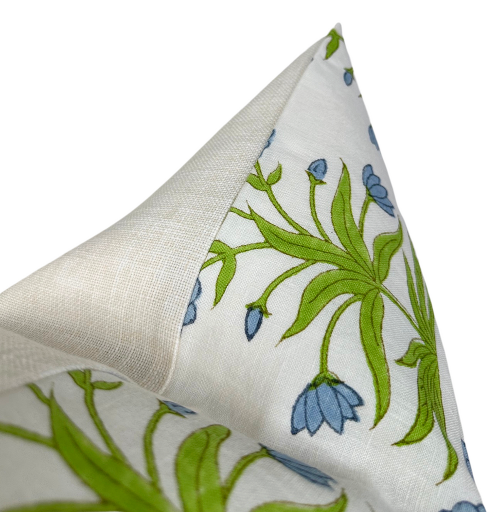 Mughal Pillow Cover in Sky Blue and Pistachio, Schumacher Textiles