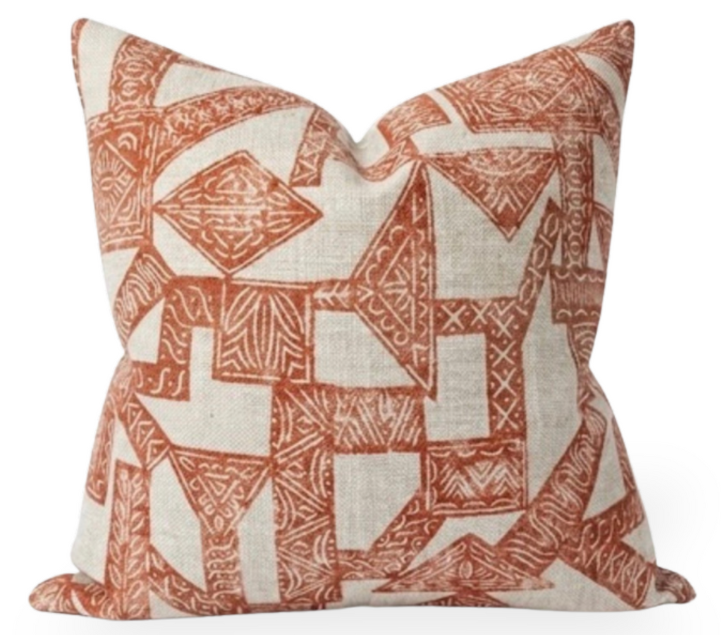 Paza Pillow Cover in Orange, Designer Pillows