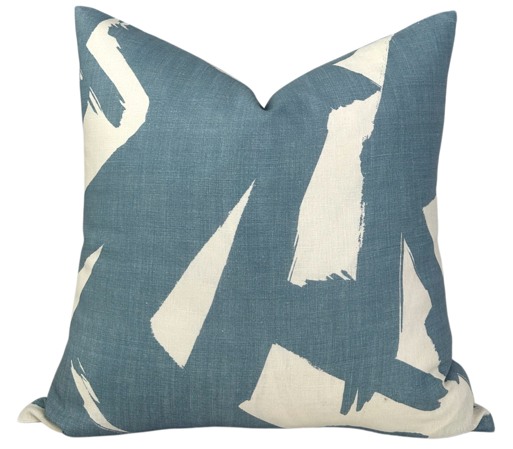 Bold Lines Linen Pillow Cover in Sky