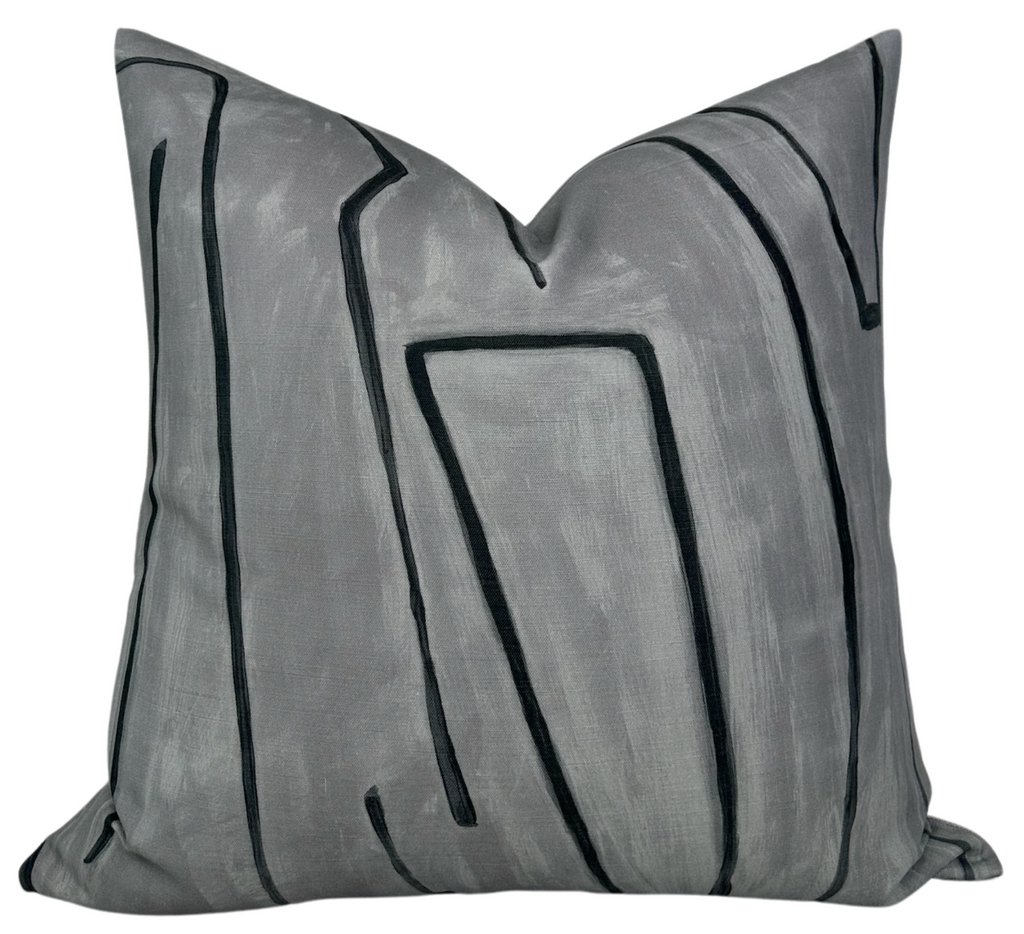 Graffito Pillow Cover in Graphite, Kelly Wearstler Textiles