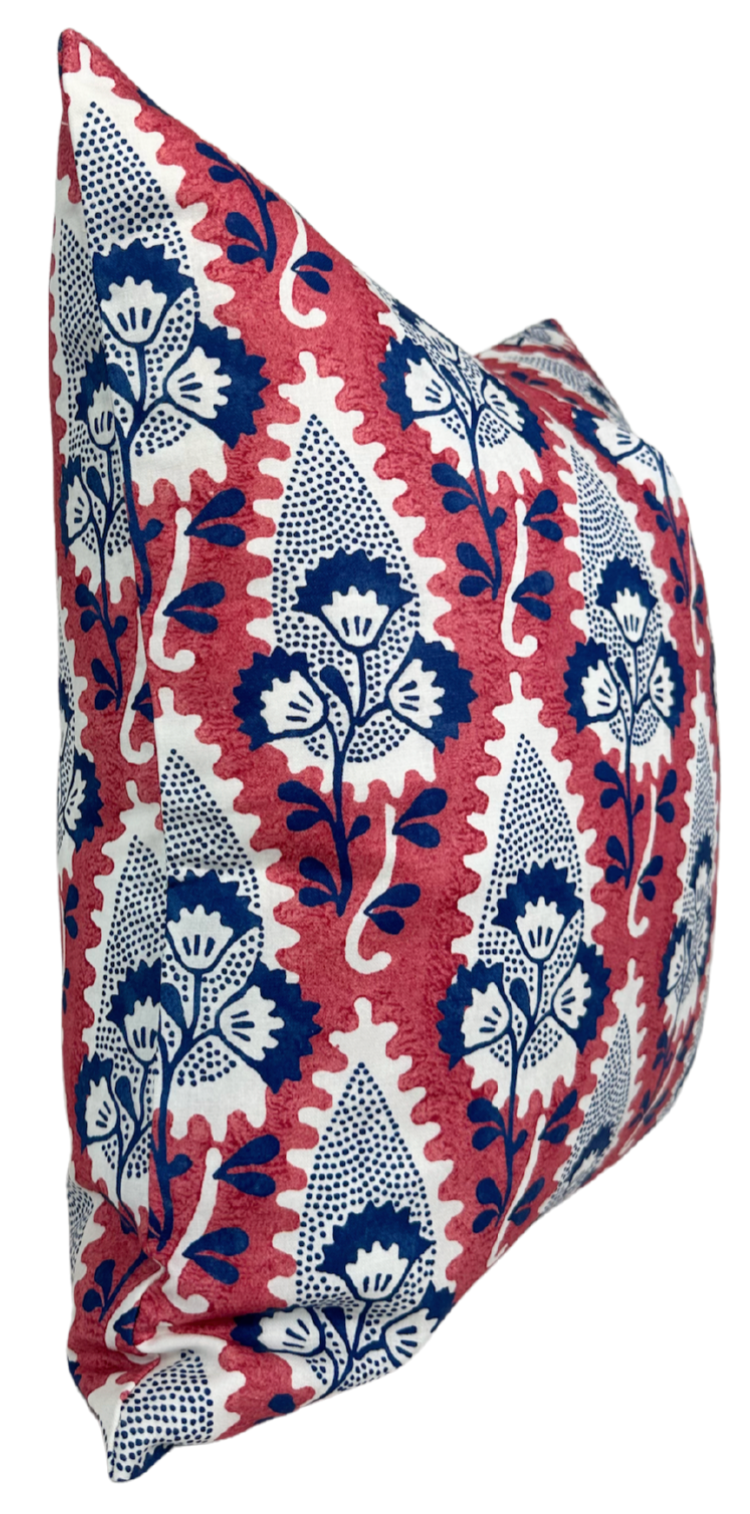 Cornwall Floral Pillow Cover in Red, Thibaut Pillows