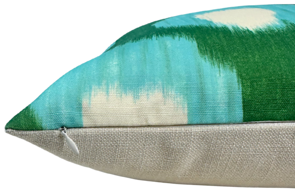 Bukhara Outdoor Pillow Cover in Green/Blue, Indoor Outdoor Pillows, Peter Dunham Textiles