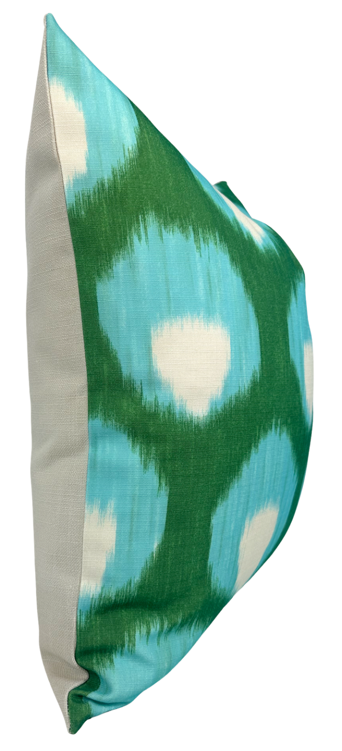 Bukhara Outdoor Pillow Cover in Green/Blue, Indoor Outdoor Pillows, Peter Dunham Textiles