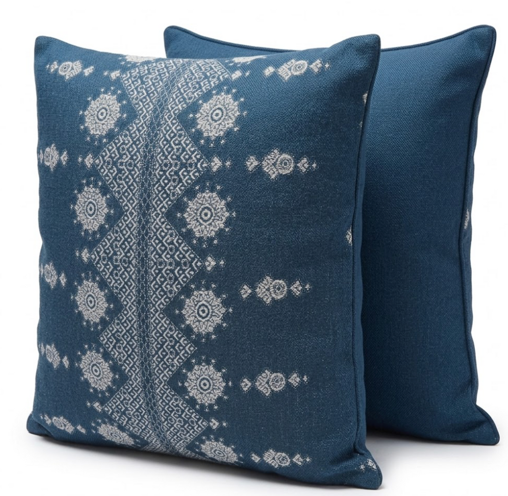 Carmania Pillow Cover in Indigo, Indoor Outdoor Pillows, Peter Dunham Textiles