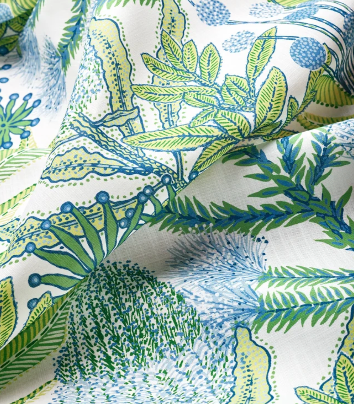 Protea Performance Pillow Cover in Blue + Green, Thibaut Pillows