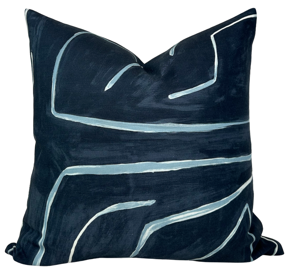 Graffito Pillow Cover in Navy, Kelly Wearstler Textiles