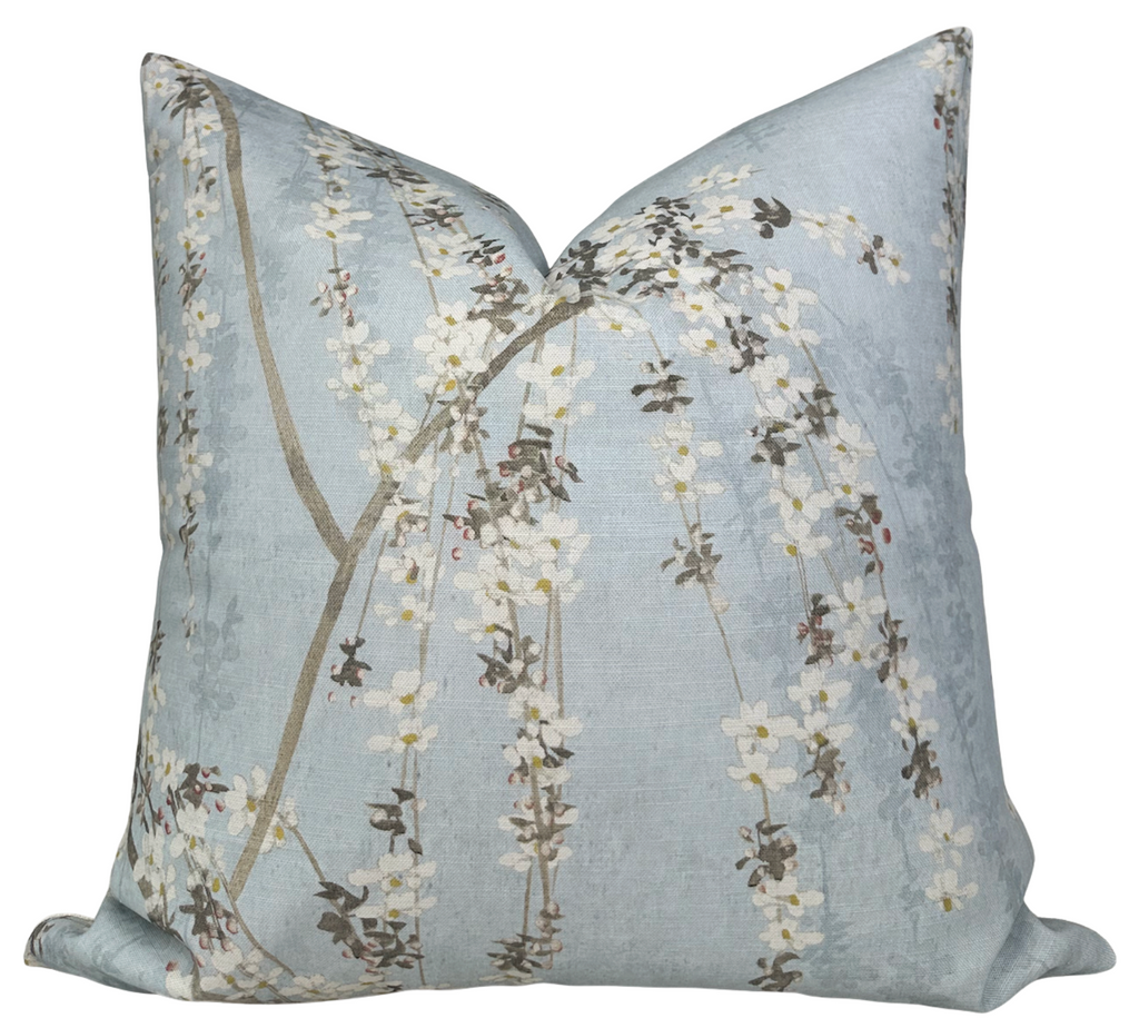 Weeping Blossom Pillow Cover in Blue, Thibaut Pillows
