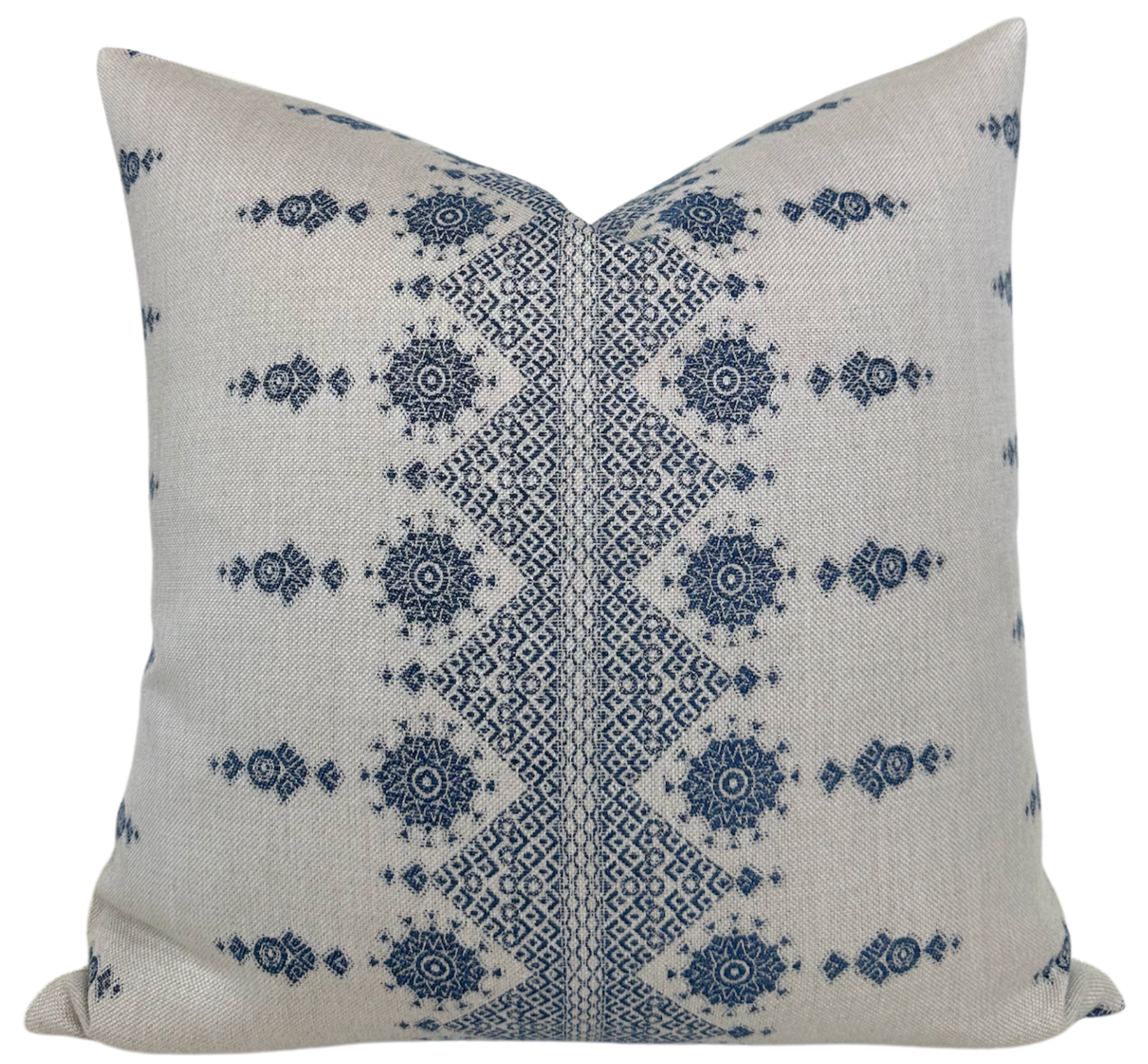 Carmania Pillow Cover in Indigo on Natural, Indoor Outdoor Pillows, Peter Dunham Textiles