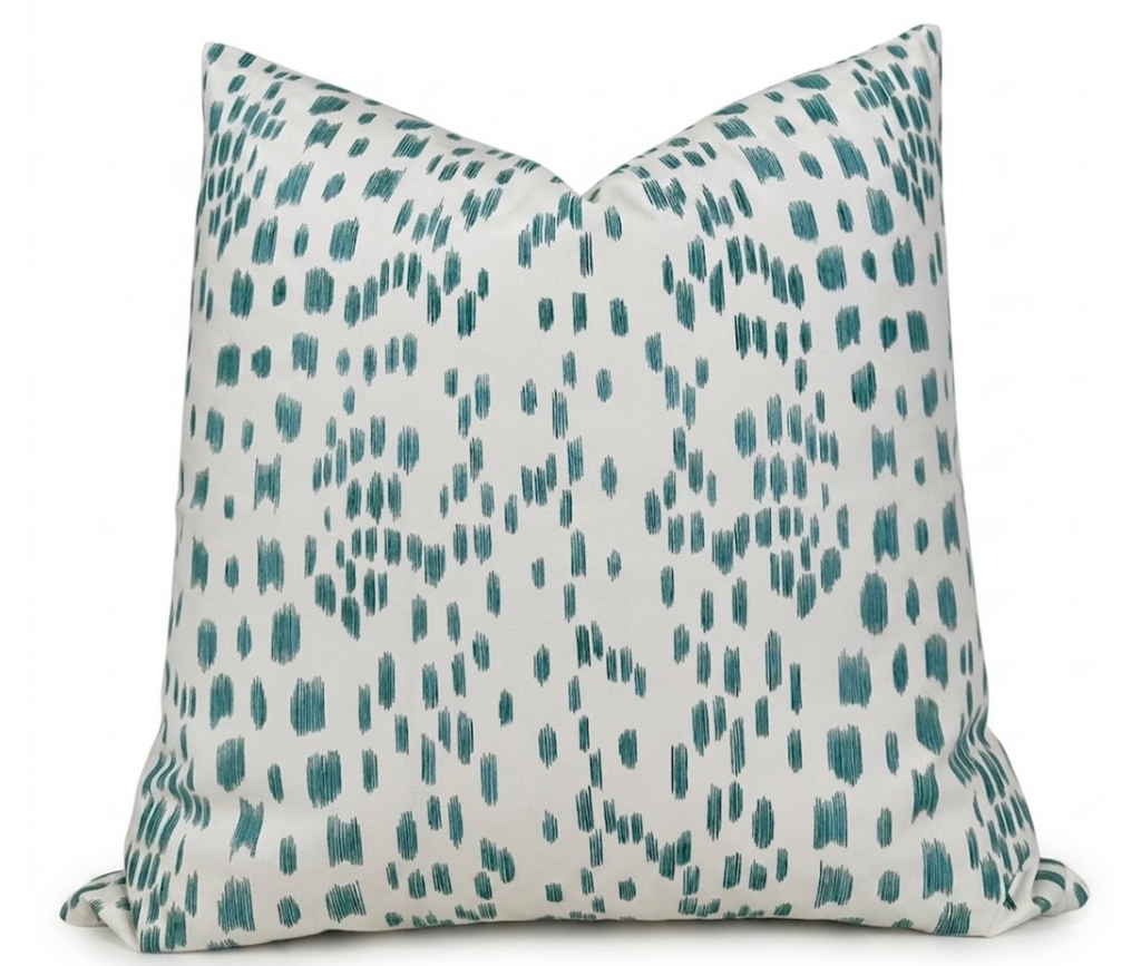 Les Touches Pillow Cover in Aqua Blue