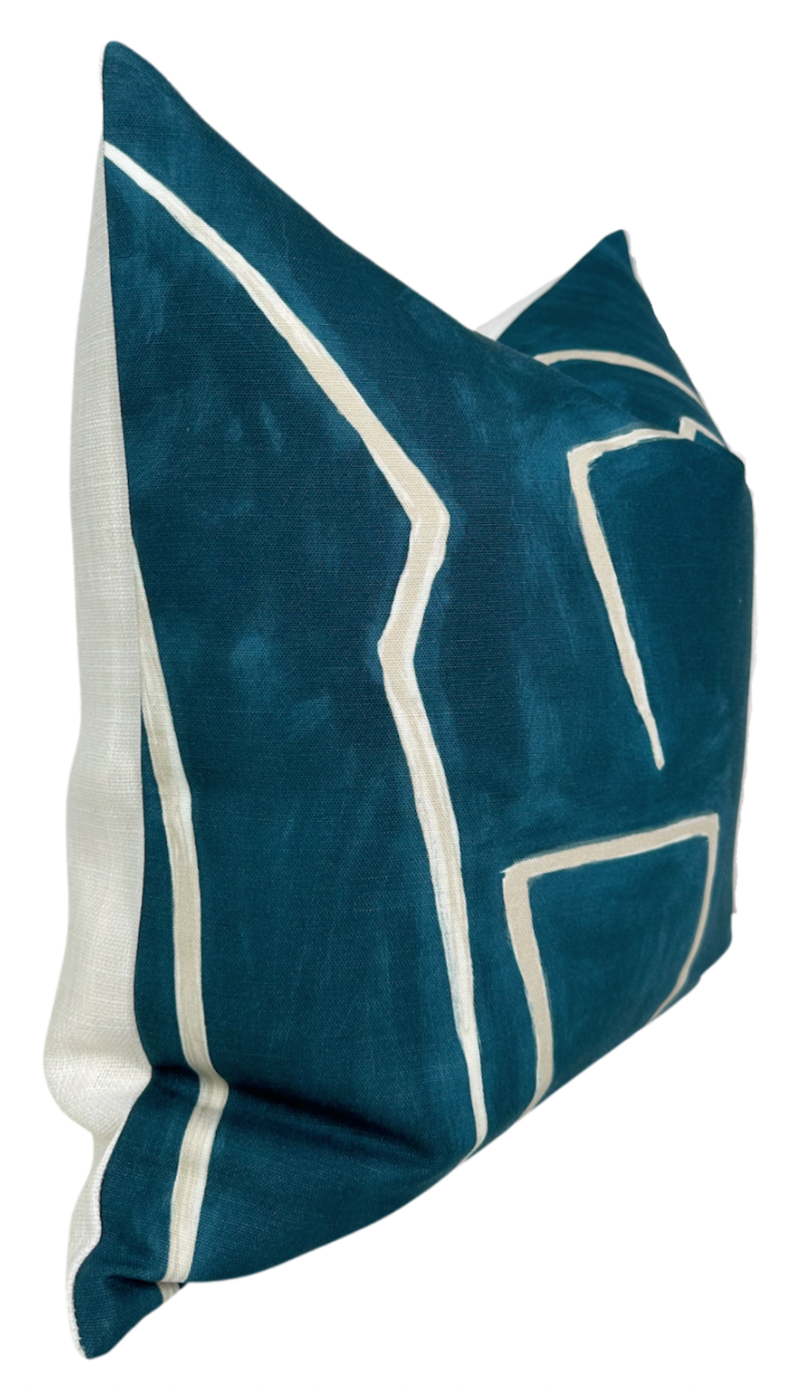 Graffito Pillow Cover in Teal Pearl, Kelly Wearstler Textiles