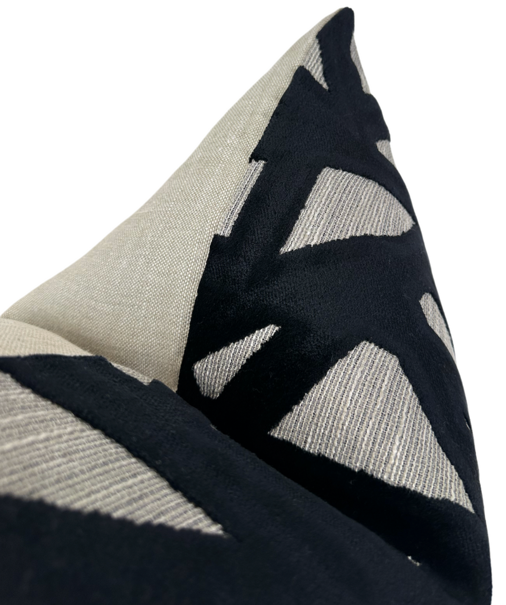 Abstract Velvet Pillow Cover in Black, Kravet Woven Textiles