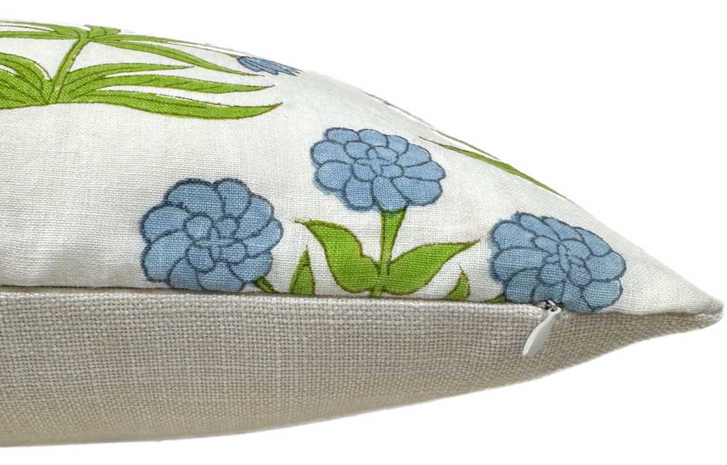 Mughal Pillow Cover in Sky Blue and Pistachio, Schumacher Textiles