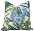 Protea Performance Pillow Cover in Blue + Green, Thibaut Pillows