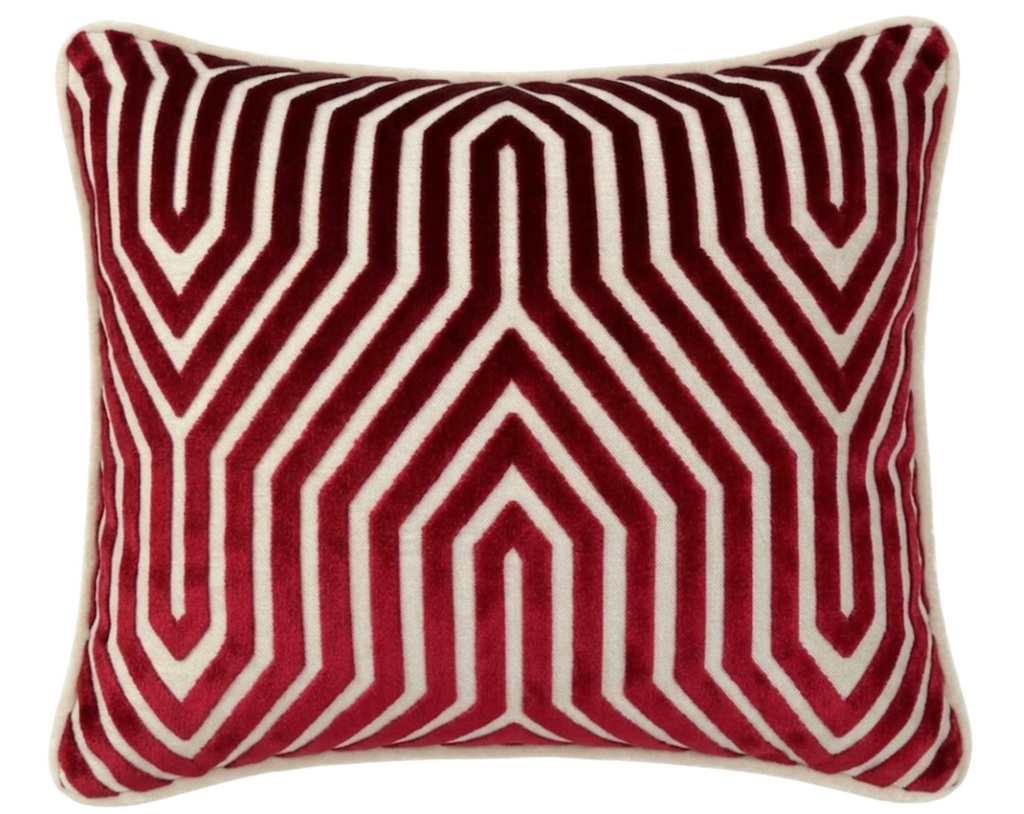 Vanderbilt Velvet Pillow Cover in Garnet Red, Schumacher Textiles