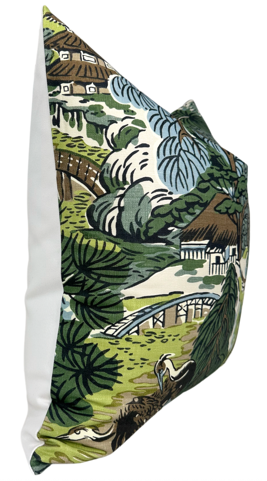 Pagoda Pillow Cover in Green + Brown, Thibaut Pillows