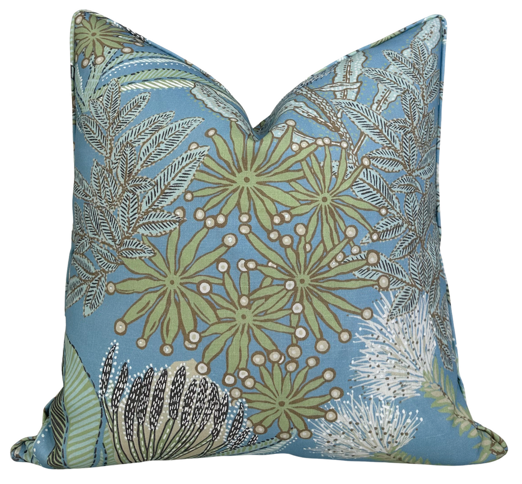 Protea Performance Pillow Cover in Spa Blue, Thibaut Pillows