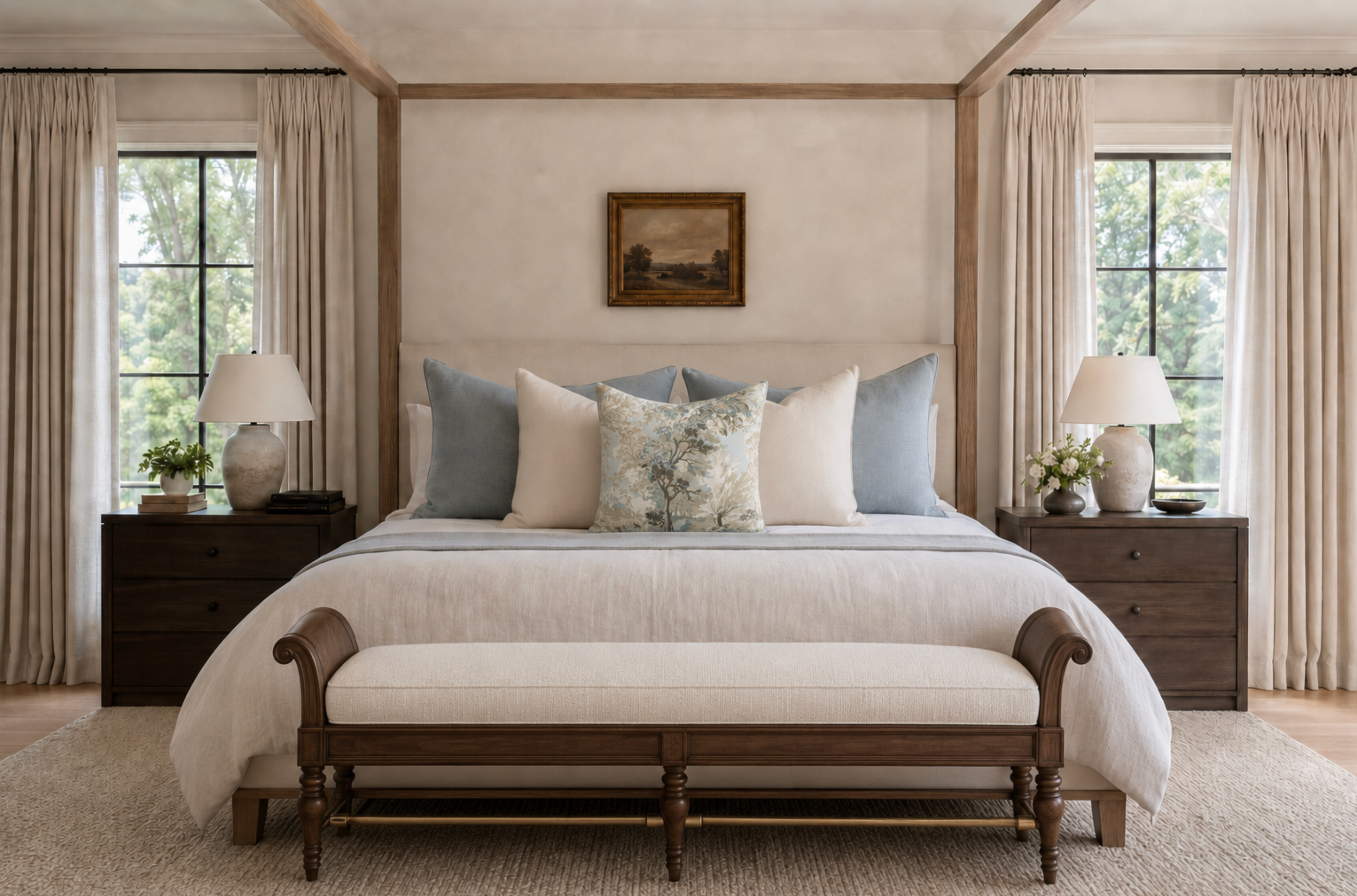 Lincoln Toile Pillow Cover in Light Blue, Thibaut Pillows