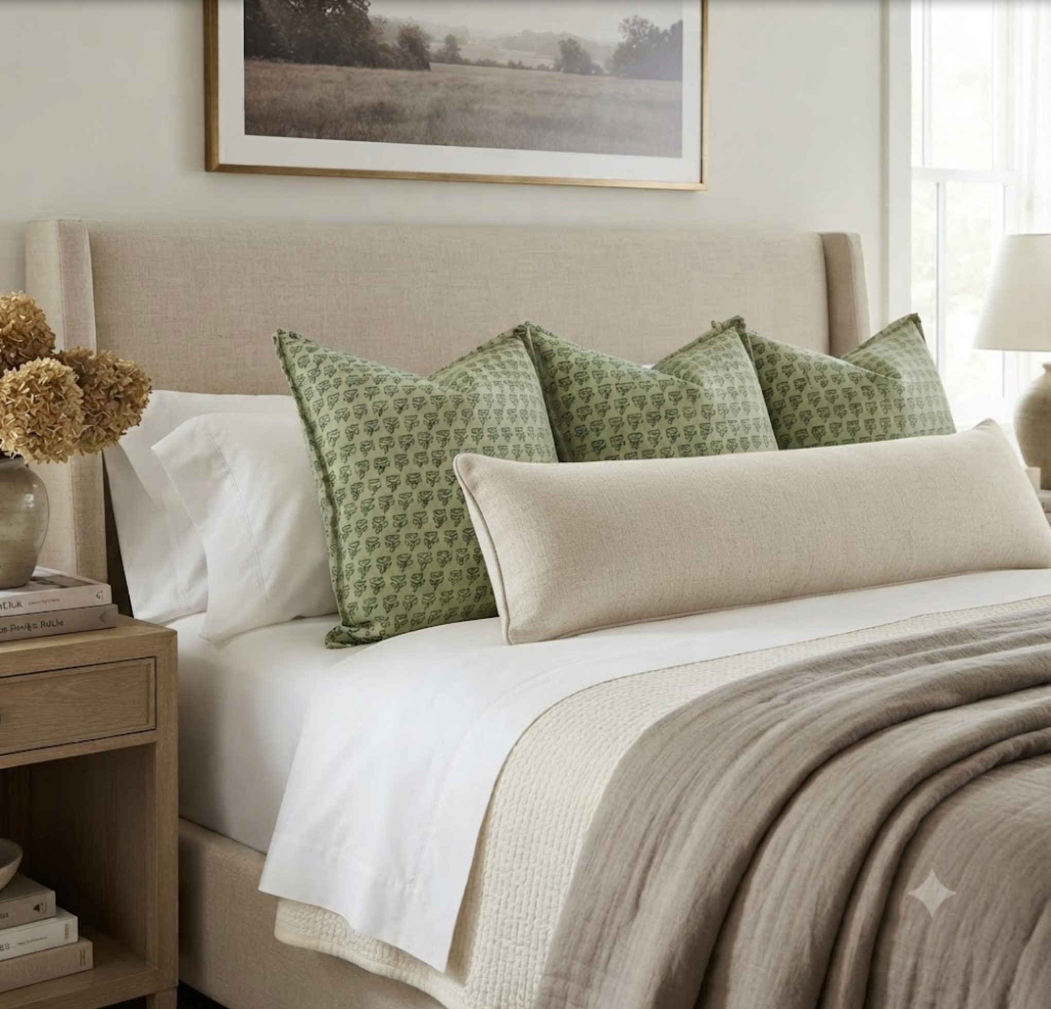 Mimi Floral Pillow Cover in Green, Thibaut Pillows
