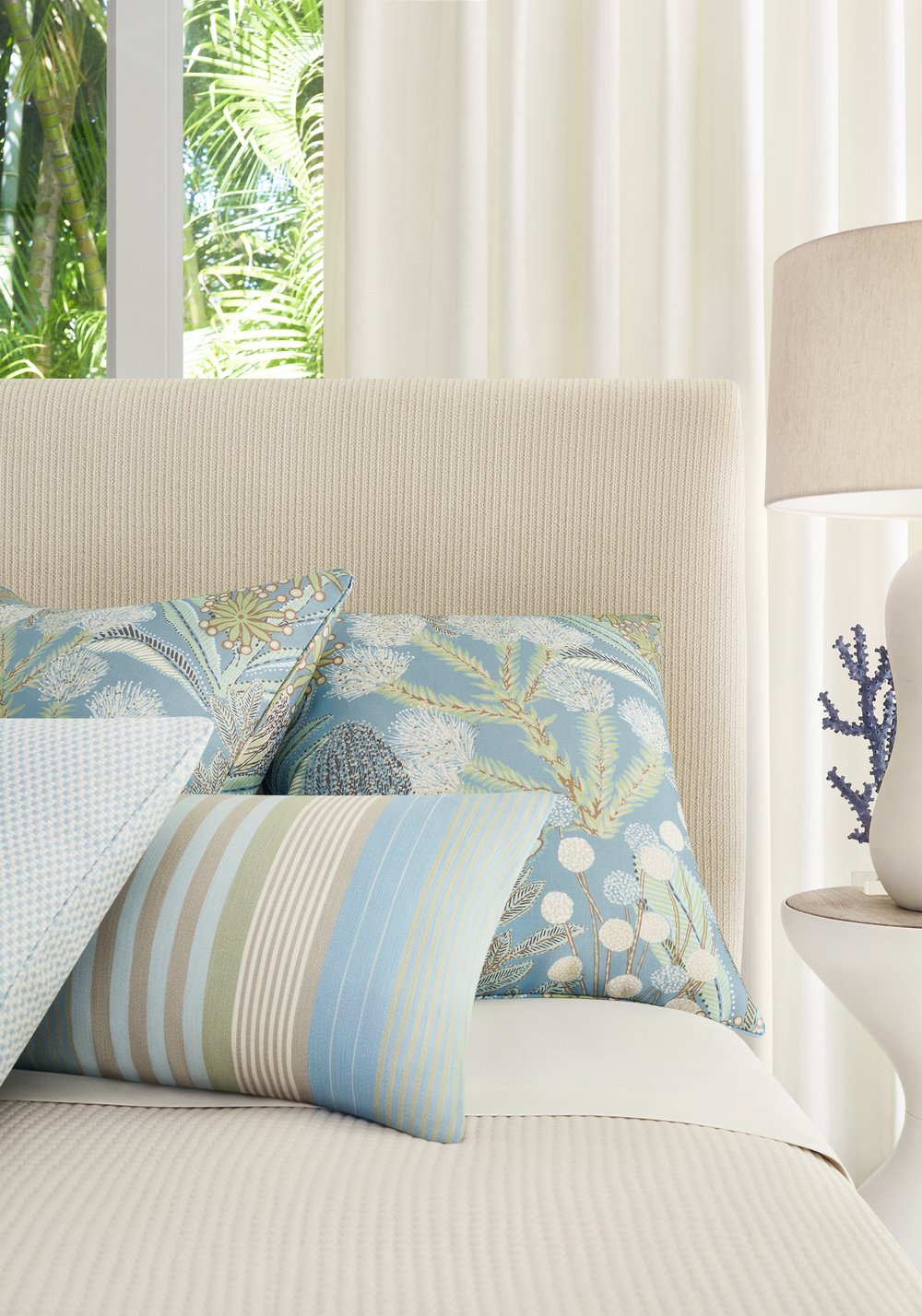 Protea Performance Pillow Cover in Spa Blue, Thibaut Pillows