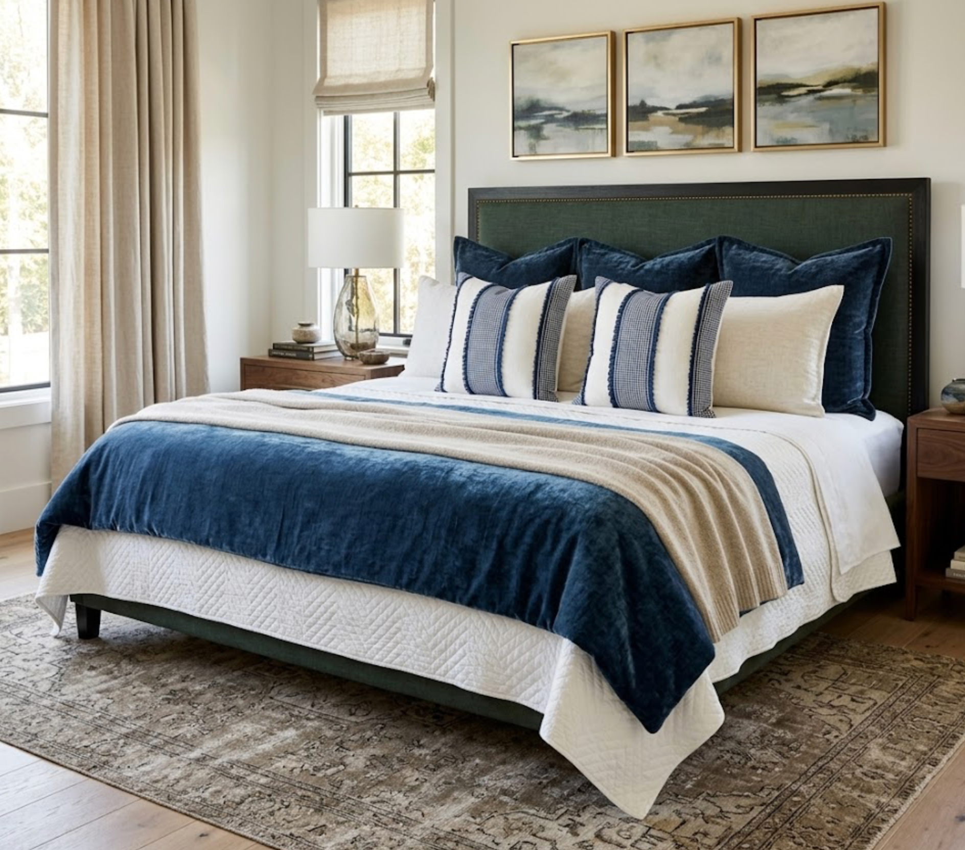 Tulum Casement Embroidered Pillow Cover in Blue, Schumacher Textiles