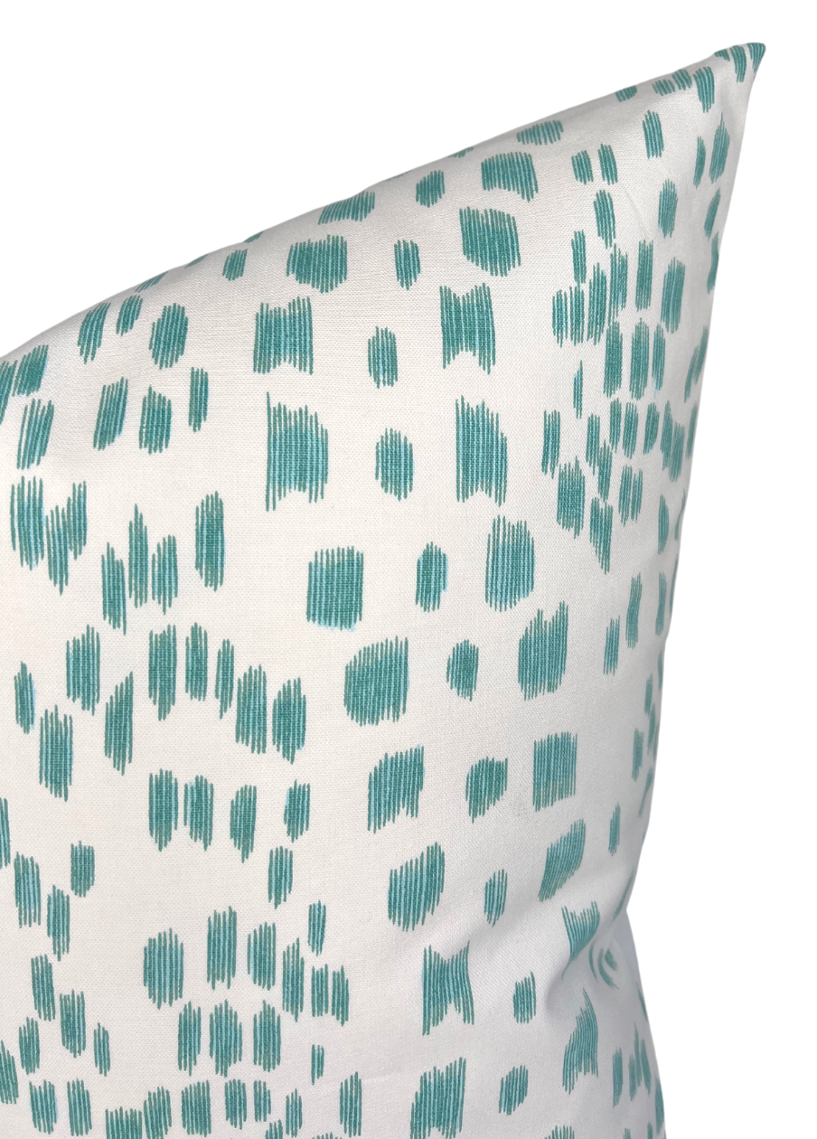 Les Touches Pillow Cover in Aqua Blue
