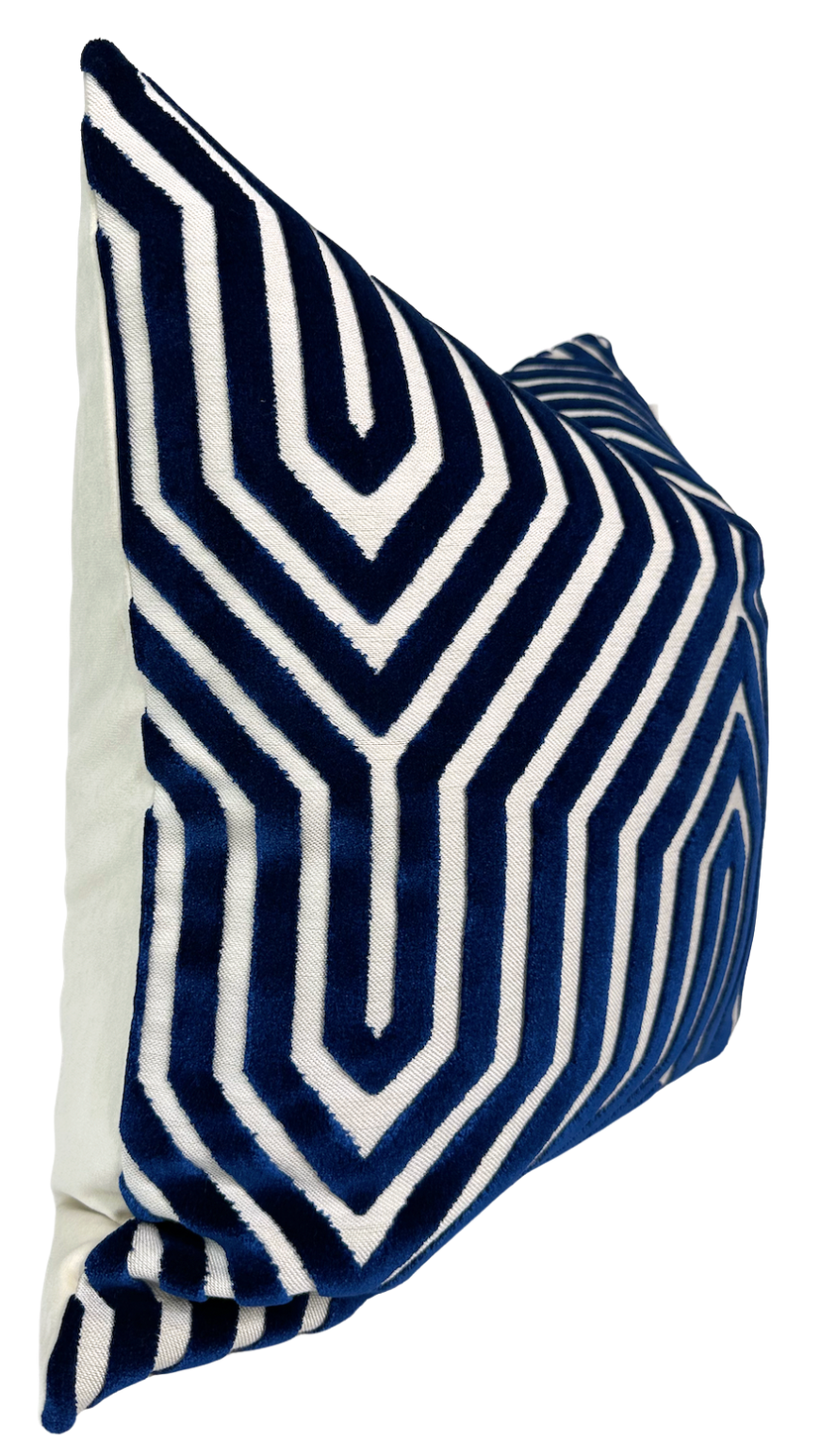 Vanderbilt Velvet Pillow Cover in Navy Blue, Schumacher Textiles