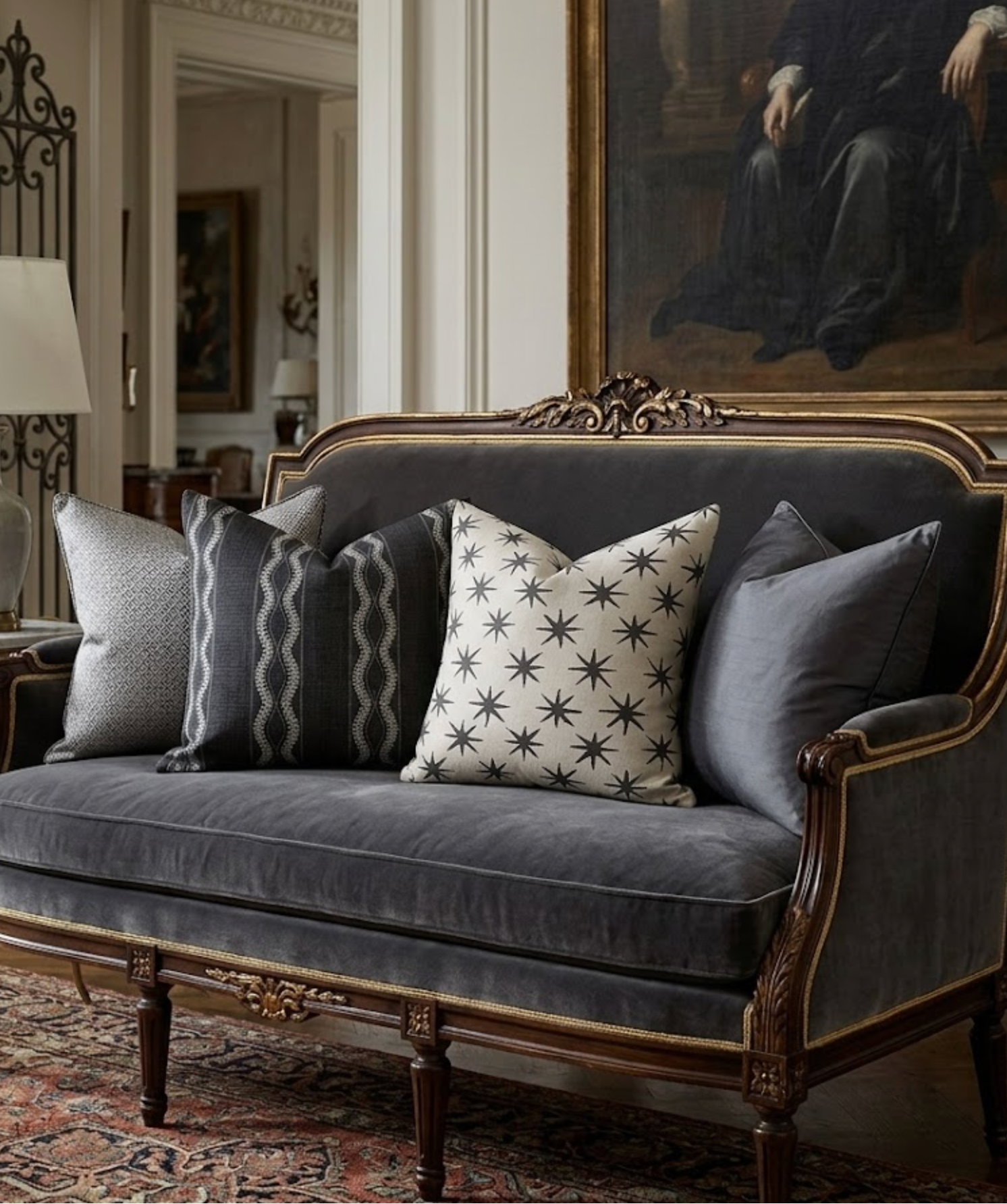 Zanzibar Pillow Cover in Charcoal, Peter Dunham Textiles