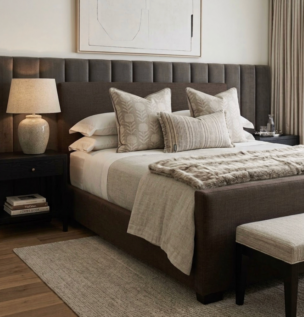 Zinnia Pillow Cover in Sand Grey, McLaurin + Piercy Textiles