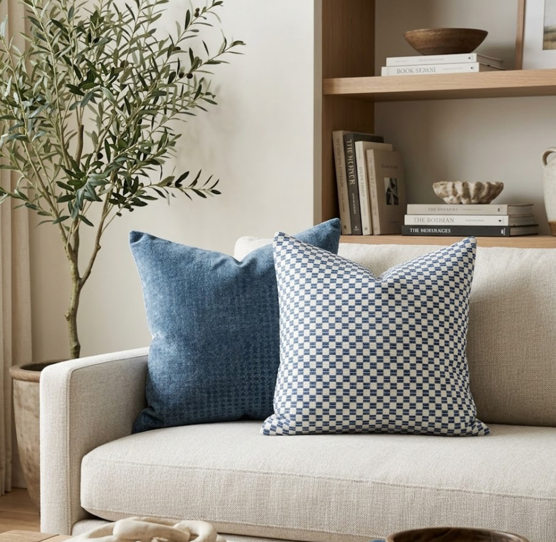 Elkhart Pillow Cover in Blue, Schumacher Textiles