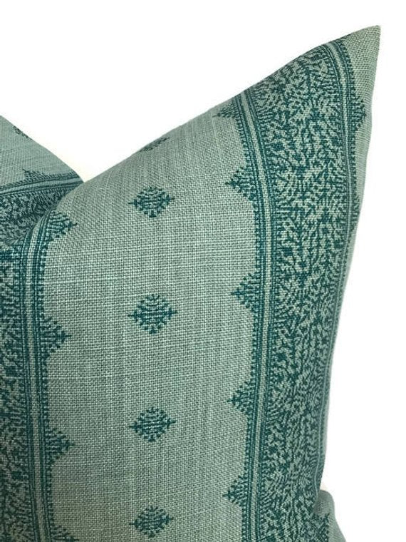 Fez Pillow Cover in Teal Blue, Peter Dunham Textiles