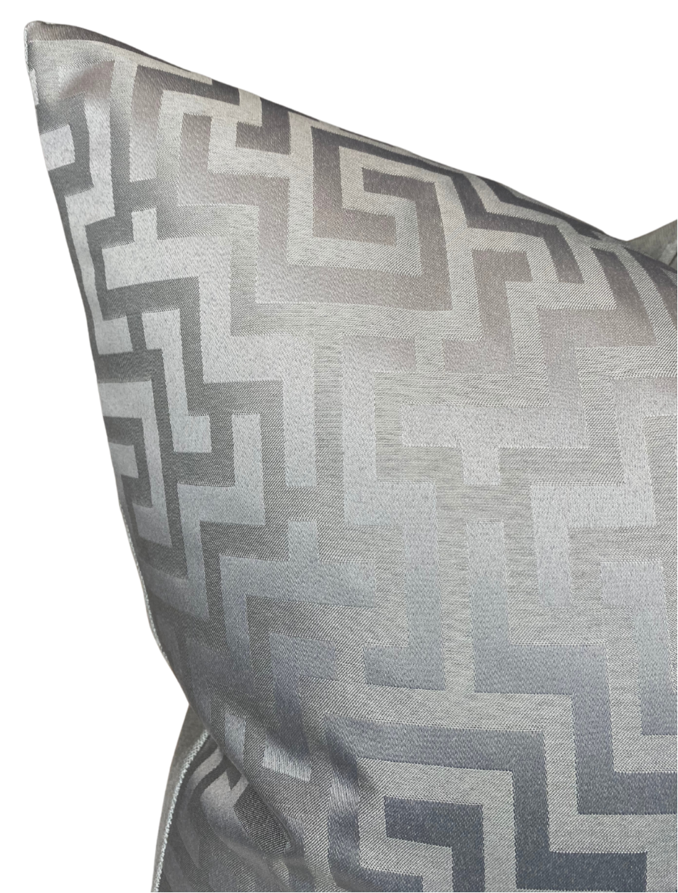 Greek Key Pillow Cover in Silver
