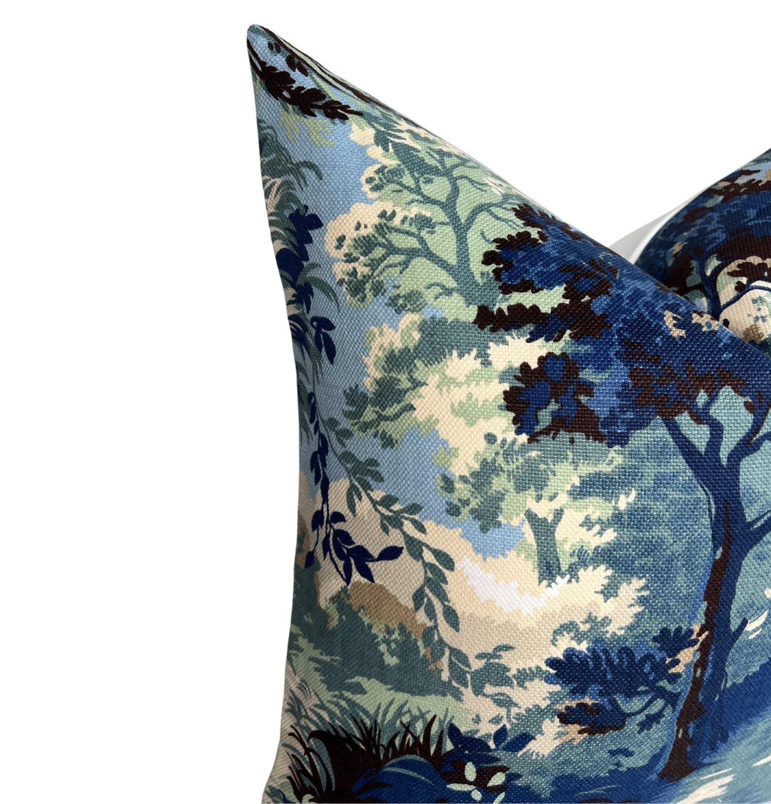 Lincoln Toile Pillow Cover in Navy and Green, Thibaut Pillows