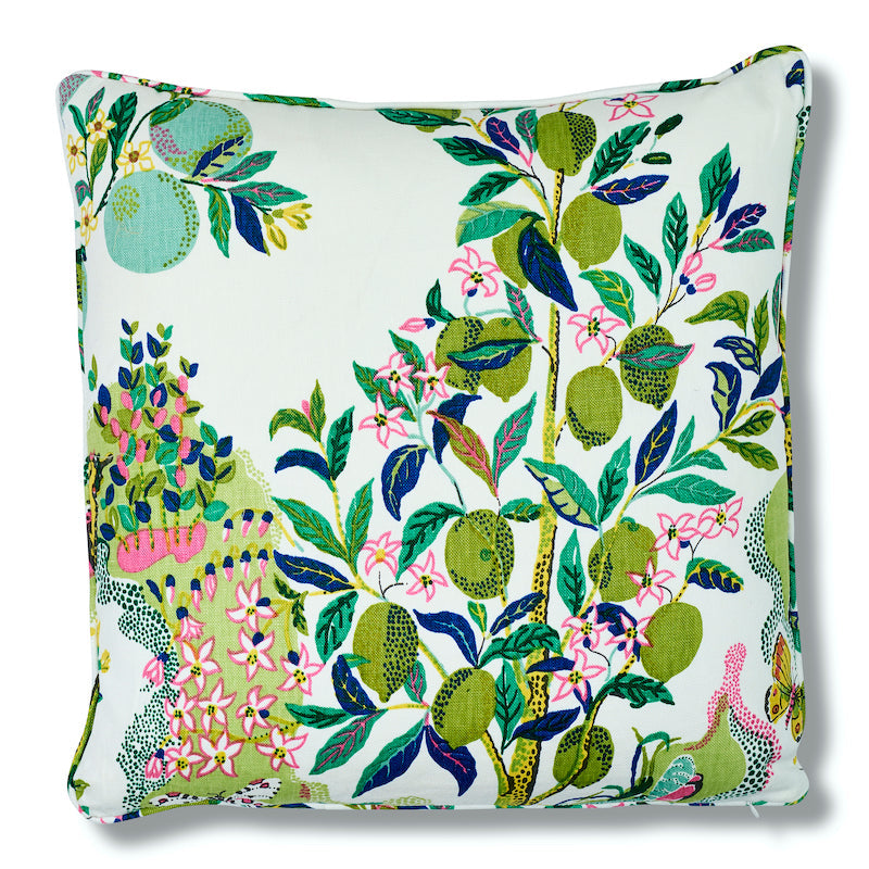 Citrus Garden Pillow Cover in Lime, Schumacher Textiles